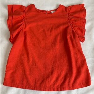 a new day Women’s Bright Orange Flutter Sleeve Blouse Linen Blend